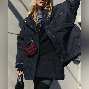 FP MOVEMENT NWT BILLIE BOXY UTILITY PUFFER JACKET OVERSIZED XS/S $248 BLACK